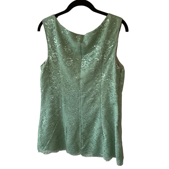 Green Floral Lace and Rhinestone Sleeveless Top by Wedding Dress M - Picture 2 of 9